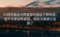 91网页版这次把类型片拍出了新味道，我不太爱这种类型，但这次真被它说服了