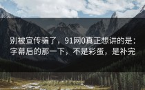 别被宣传骗了，91网0真正想讲的是：字幕后的那一下，不是彩蛋，是补完