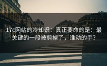 17c网站的冷知识：真正要命的是：最关键的一段被剪掉了，谁动的手？