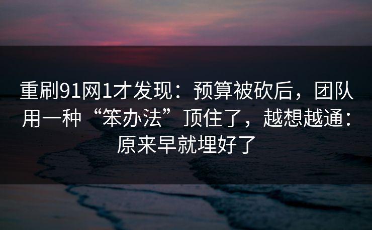 重刷91网1才发现：预算被砍后，团队用一种“笨办法”顶住了，越想越通：原来早就埋好了