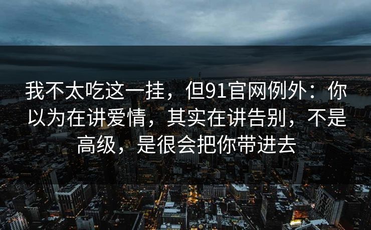 我不太吃这一挂，但91官网例外：你以为在讲爱情，其实在讲告别，不是高级，是很会把你带进去