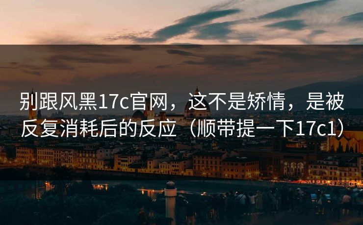 别跟风黑17c官网,这不是矫情,是被反复消耗后的反应(顺带提一下17c1) 第1张 别跟风黑17c官网,这不是矫情,是被反复消耗后的反应(顺带提一下17c1) 第1张