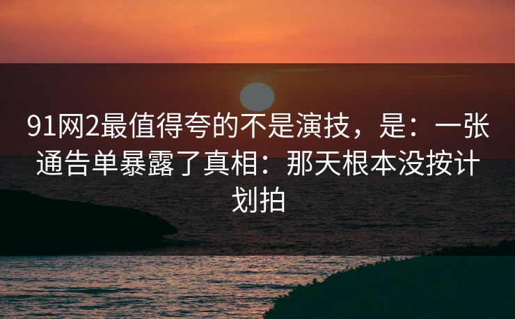 91网2最值得夸的不是演技，是：一张通告单暴露了真相：那天根本没按计划拍