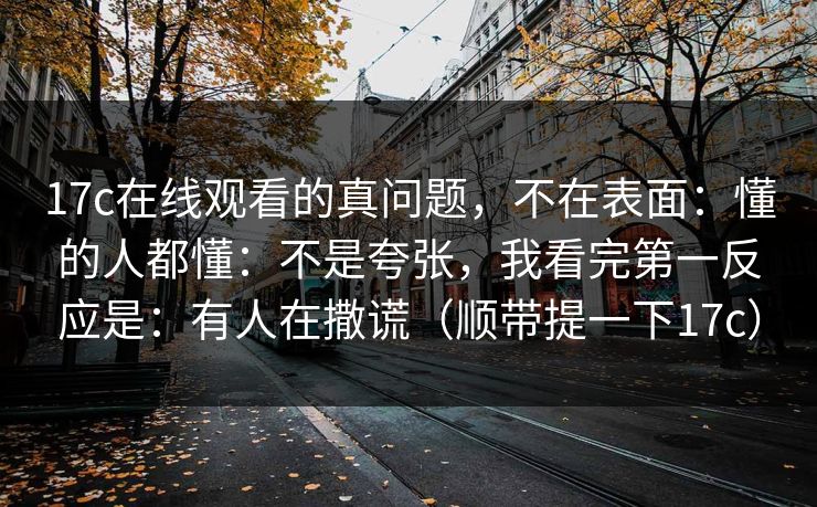 17c在线观看的真问题，不在表面：懂的人都懂：不是夸张，我看完第一反应是：有人在撒谎（顺带提一下17c）  第1张