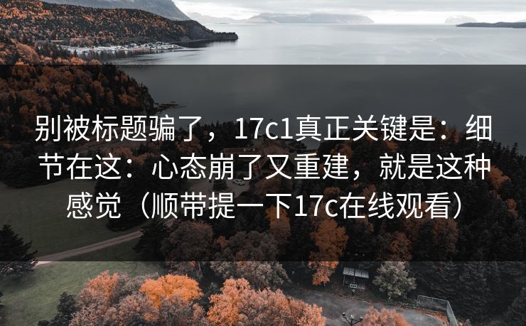 别被标题骗了,17c1真正关键是:细节在这:心态崩了又重建,就是这种感觉(顺带提一下17c在线观看) 第1张 别被标题骗了,17c1真正关键是:细节在这:心态崩了又重建,就是这种感觉(顺带提一下17c在线观看) 第1张